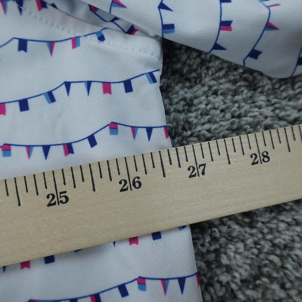 FootJoy Polo Shirt Mens 2XL White Flag Print Golf Performance Stretch Preppy Top - Picture 8 of 12